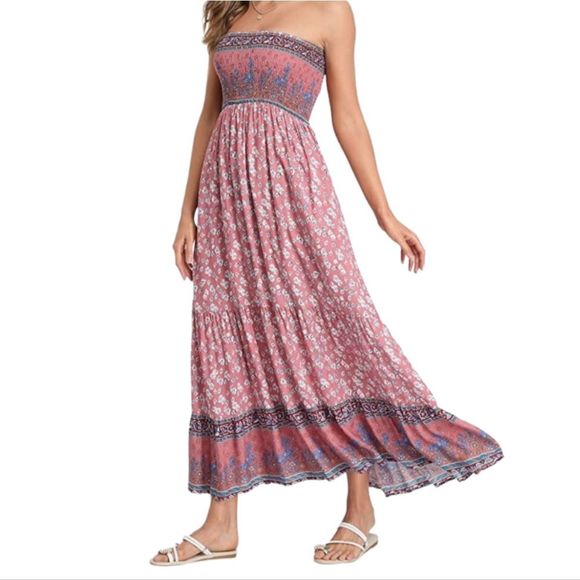 Amazon Dresses & Skirts - Floral Strapless Boho Maxi Dress